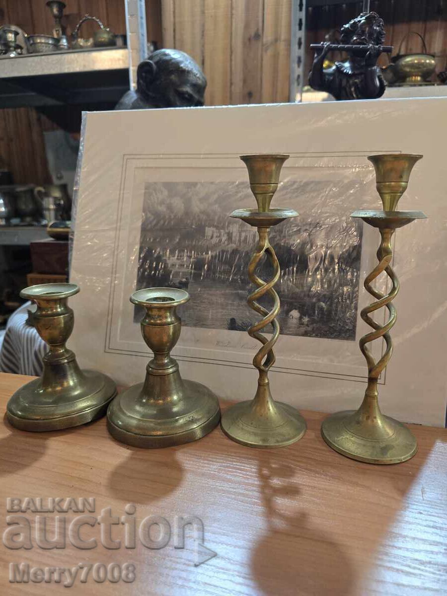 Auction  Old massive bronze candlesticks - ( 25 ) !