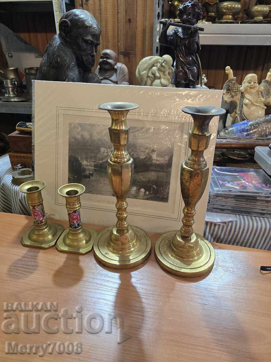 Δημοπρασία Παλιά μασίφ μπρούτζινα κηροπήγια - ( 26 ) !