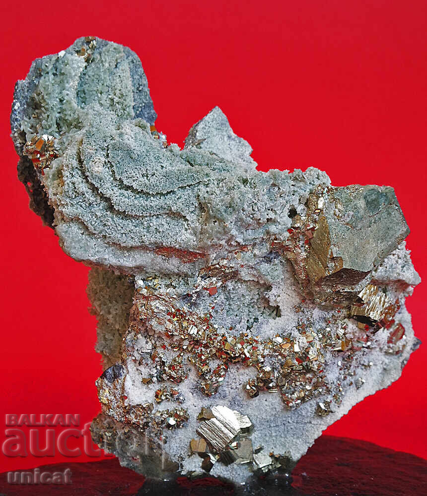 Livrarea Exponat mineral unic (pirită, cuarț, calcit, galenă)