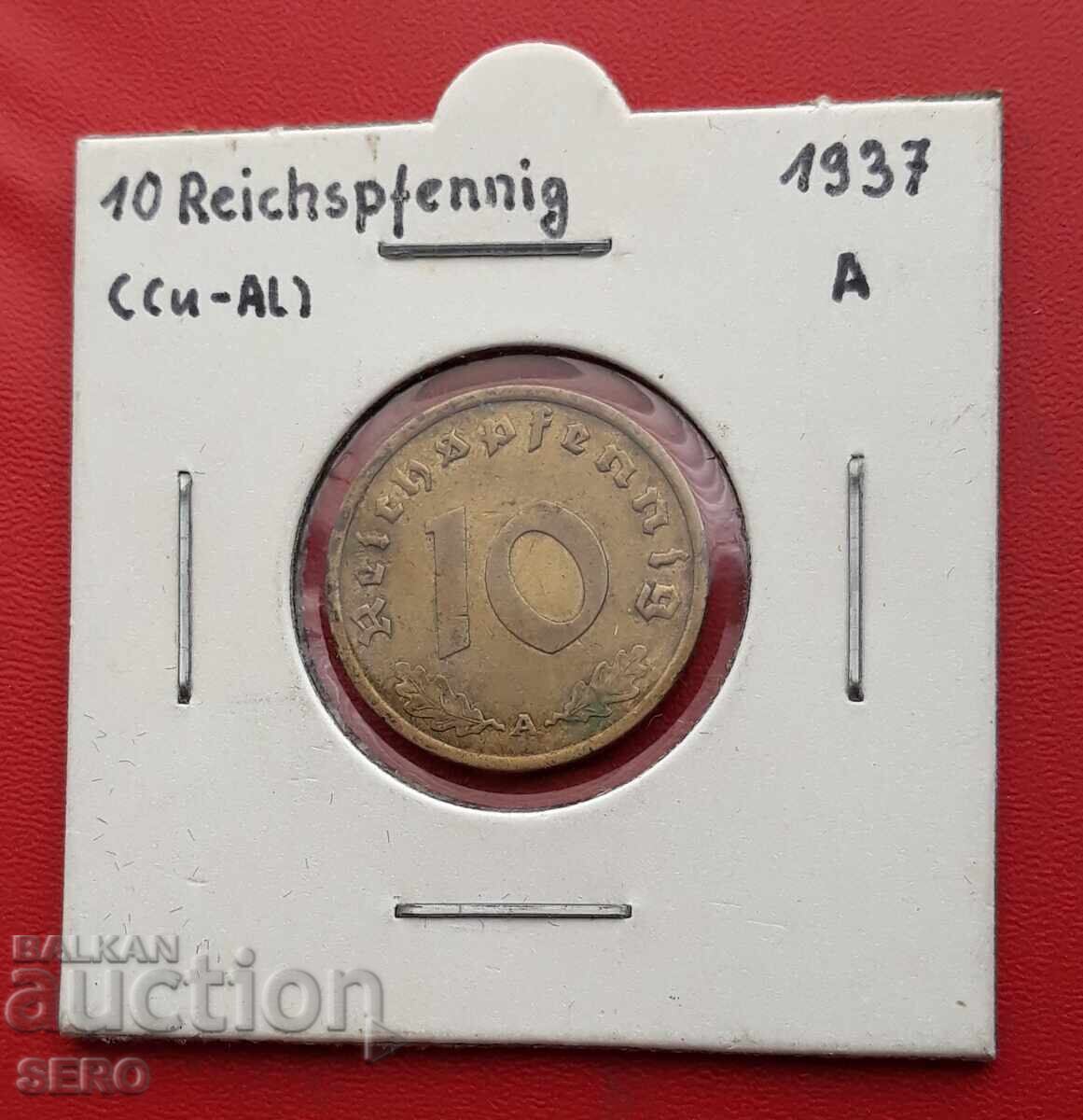Германия-III-тия райх-10 пфенига 1937 А-Берлин с цена € 1.51 | 2.95 лв.