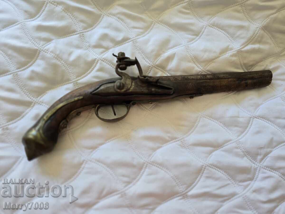 Old authentic flintlock pistol - 1800s!