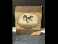 Fotografie veche carton rigid fată fete