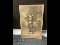 1917 photo hard cardboard girl with a hoop S. Gelch Ruse-Shumen