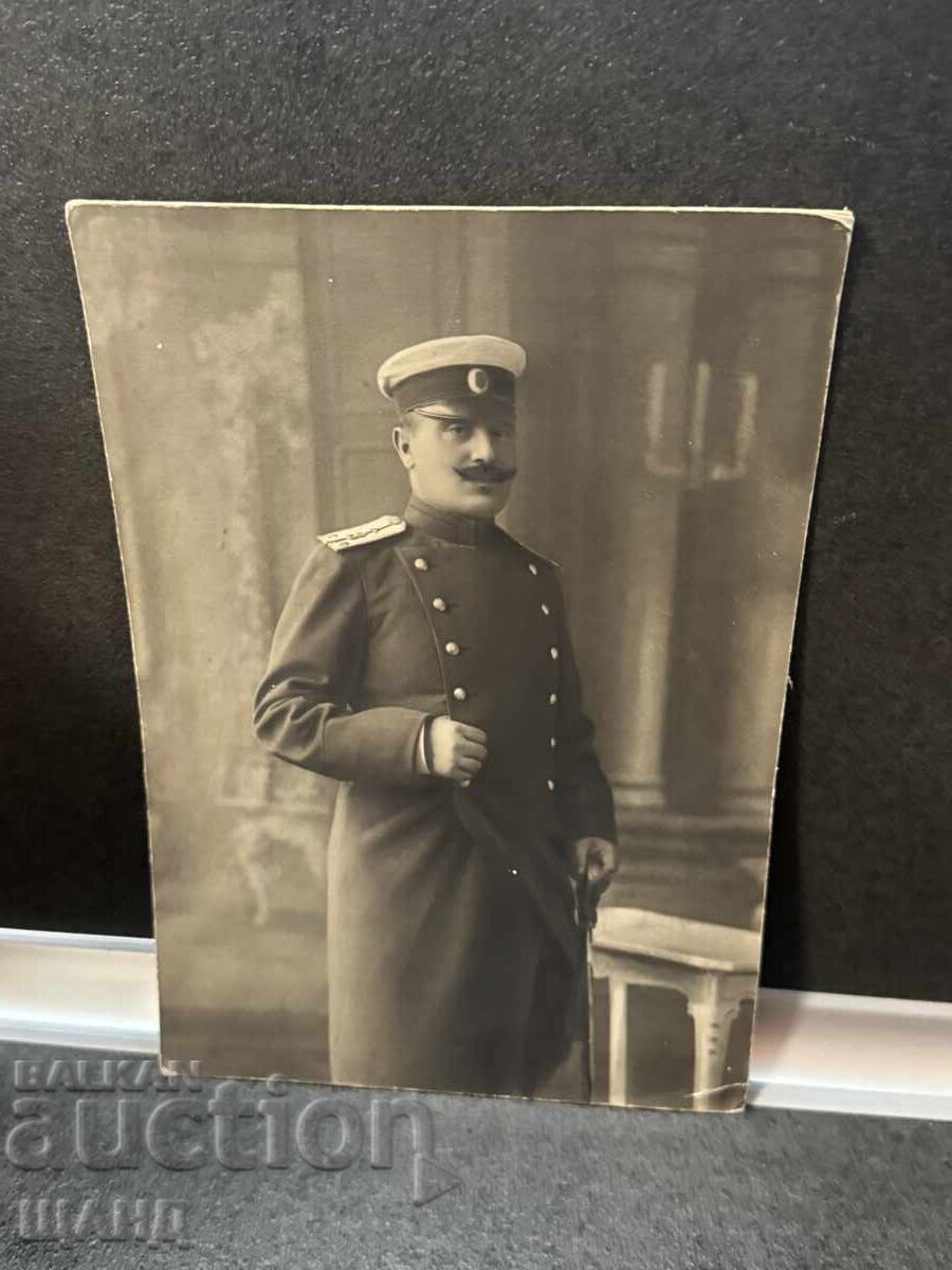 Φωτογραφία ΠΣΒ στρατιωτική σε σκληρό χαρτόνι αξιωματικός με στολή παρέλασης και σπαθί