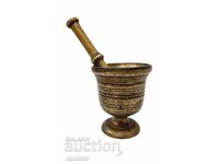 Antique brass mortar and pestle — heavy — 1.77 kg
