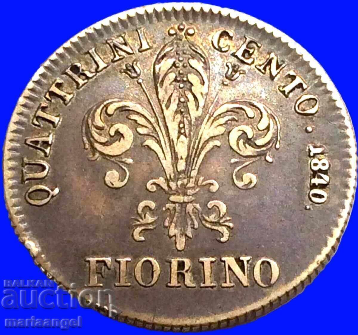Florența 100 de catrene 1840 Italia Fiorino Leopold al II-lea - 6