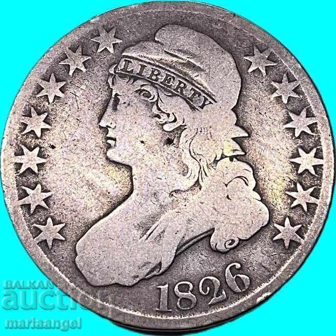 1826 50 cents USA 1/2 dollar Liberty silver - 6