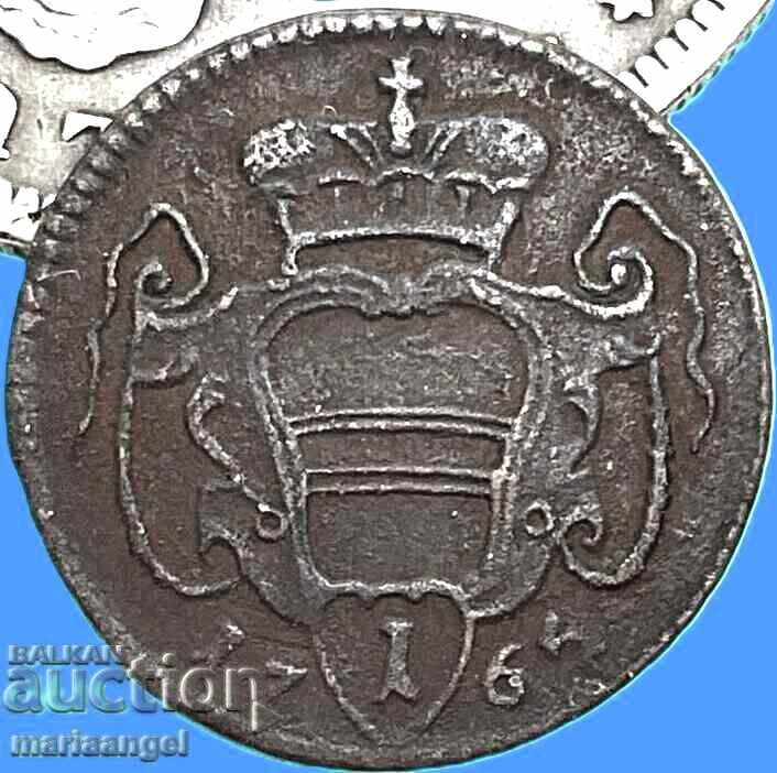 1 pfennig 1765 Austria 2.41g Vienna emp. Maria Theresa - 6