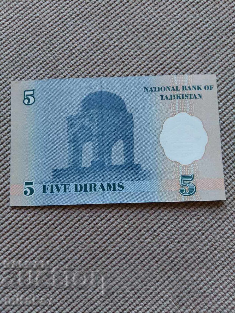 5 дирам 1999 година, Таджикистан с цена € 0.50 | 0.98 лв.