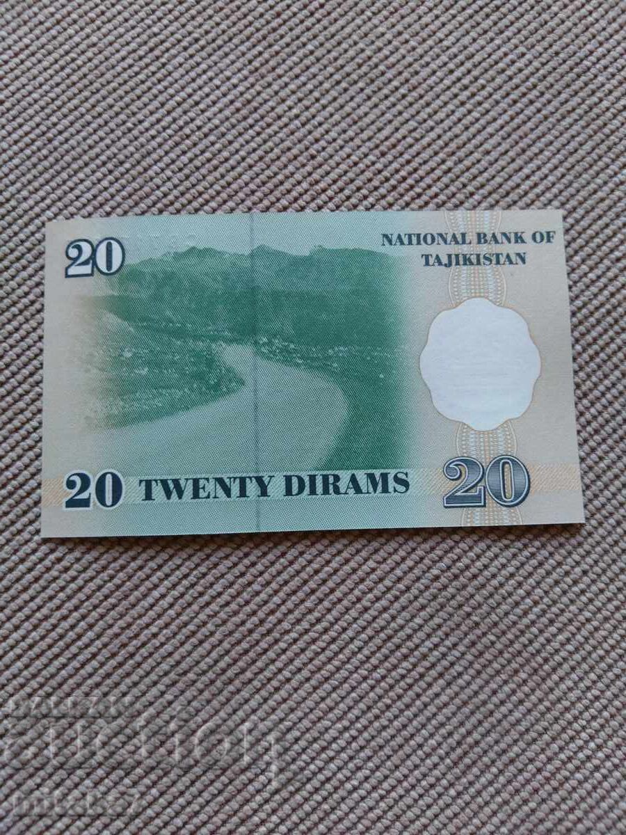 20 дирам 1999 година, Таджикистан с цена € 0.60 | 1.17 лв.