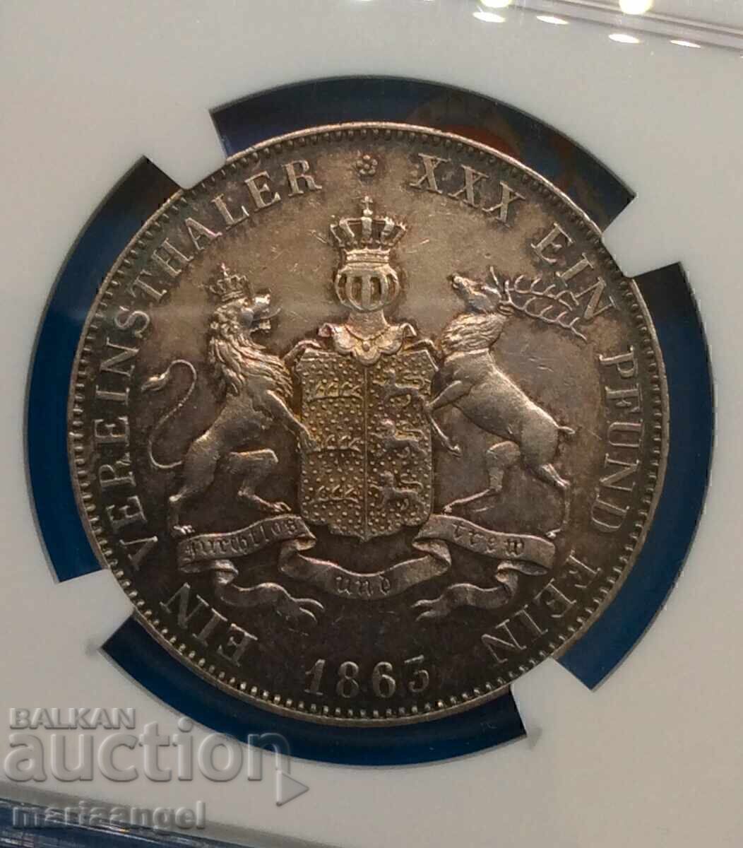 Thaler 1863 Germania Württemberg NGC AU Detalii argint Patină cu preț € 330.00 | 645.43 BGN
