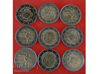 9 MONEDE COMEMORATIVE: UNIUNEA EUROPEANĂ ★ 2 EURO DIFERITE!