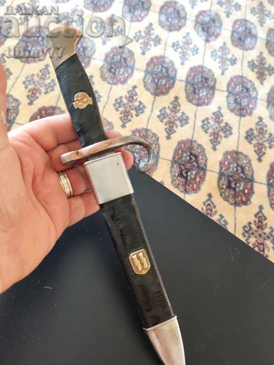 Cuțit vechi tip pumnal cu teacă și marcaje - 5