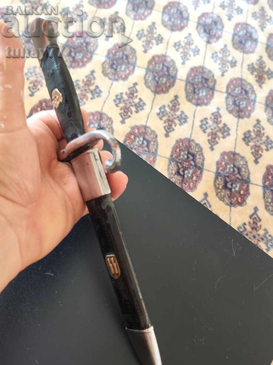 Cuțit vechi tip pumnal cu teacă și marcaje - 6
