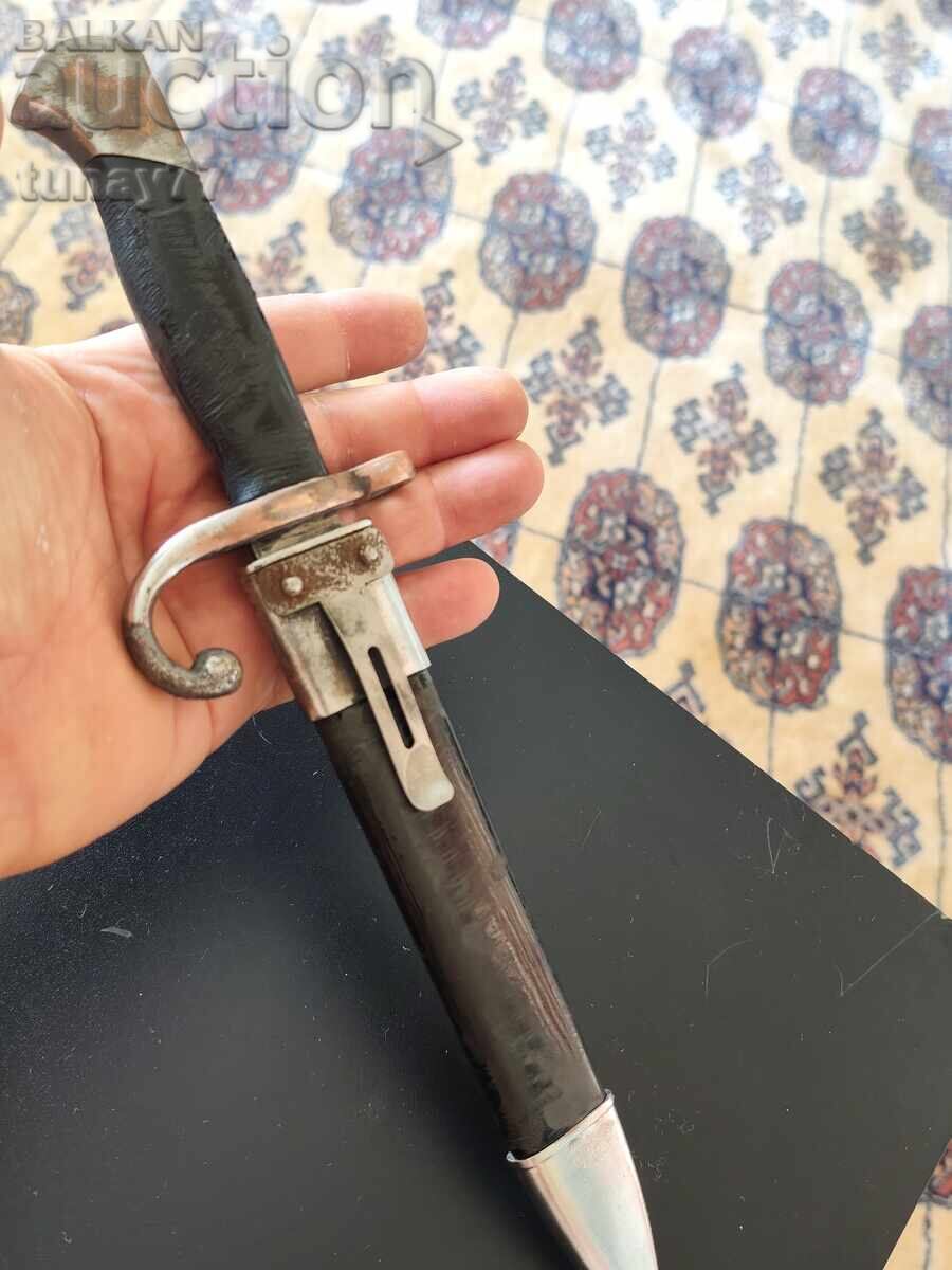 Cuțit vechi tip pumnal cu teacă și marcaje - 7