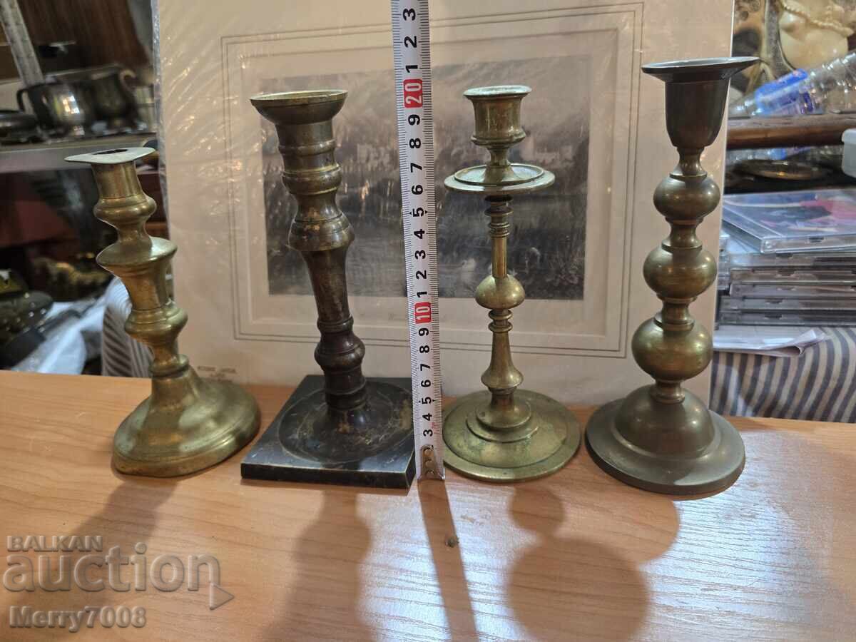 Auction  Old massive bronze candlesticks - ( 34 ) !!!
