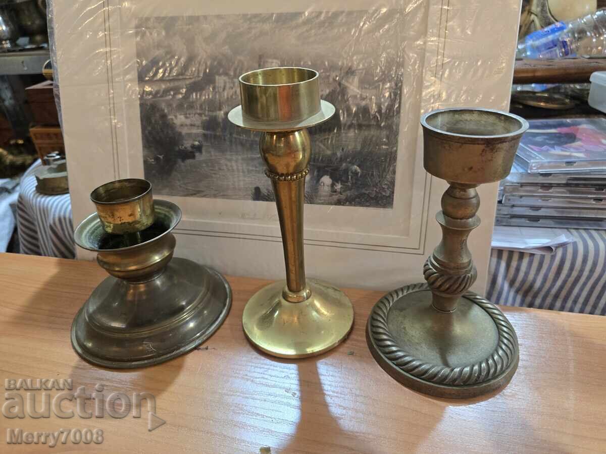 Auction  Old massive bronze candlesticks - ( 35 ) !!!