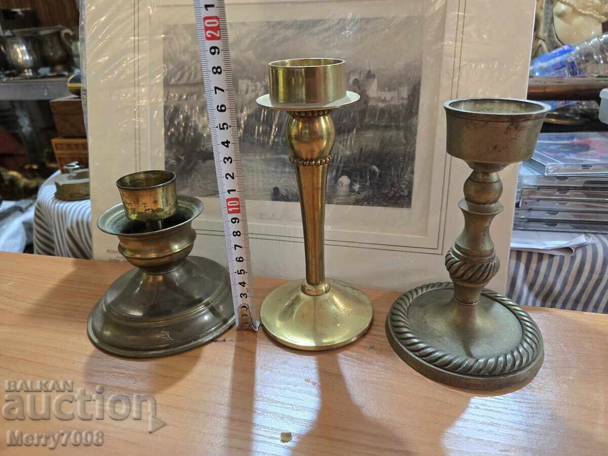 Old massive bronze candlesticks - ( 35 ) !!!