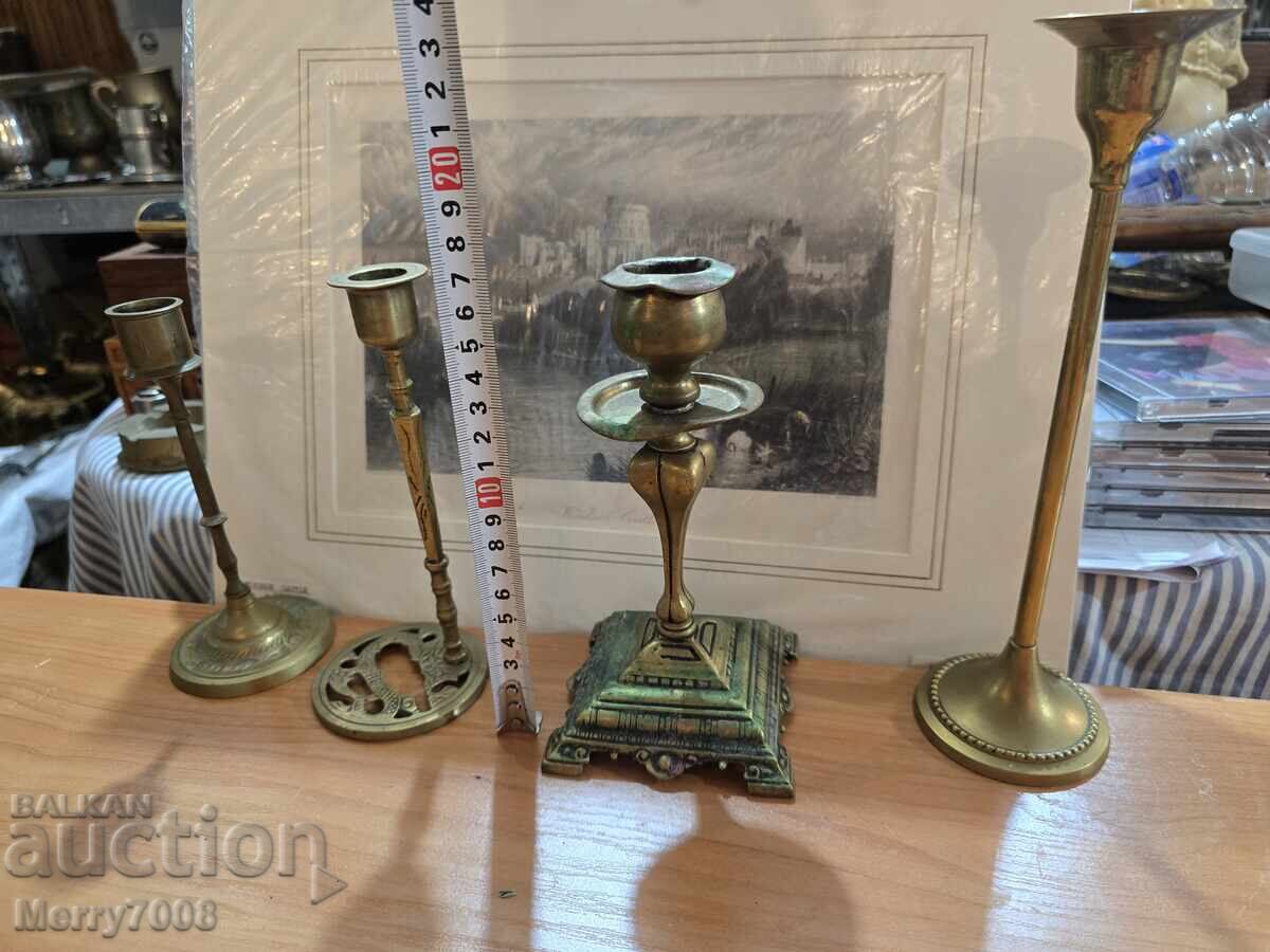 Old massive bronze candlesticks - ( 36 ) !!!