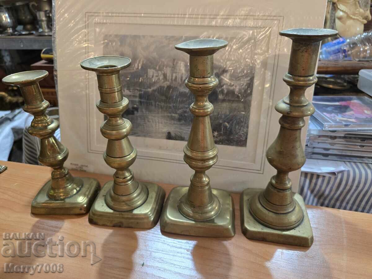 Auction  Old massive bronze candlesticks - ( 37 ) !!!