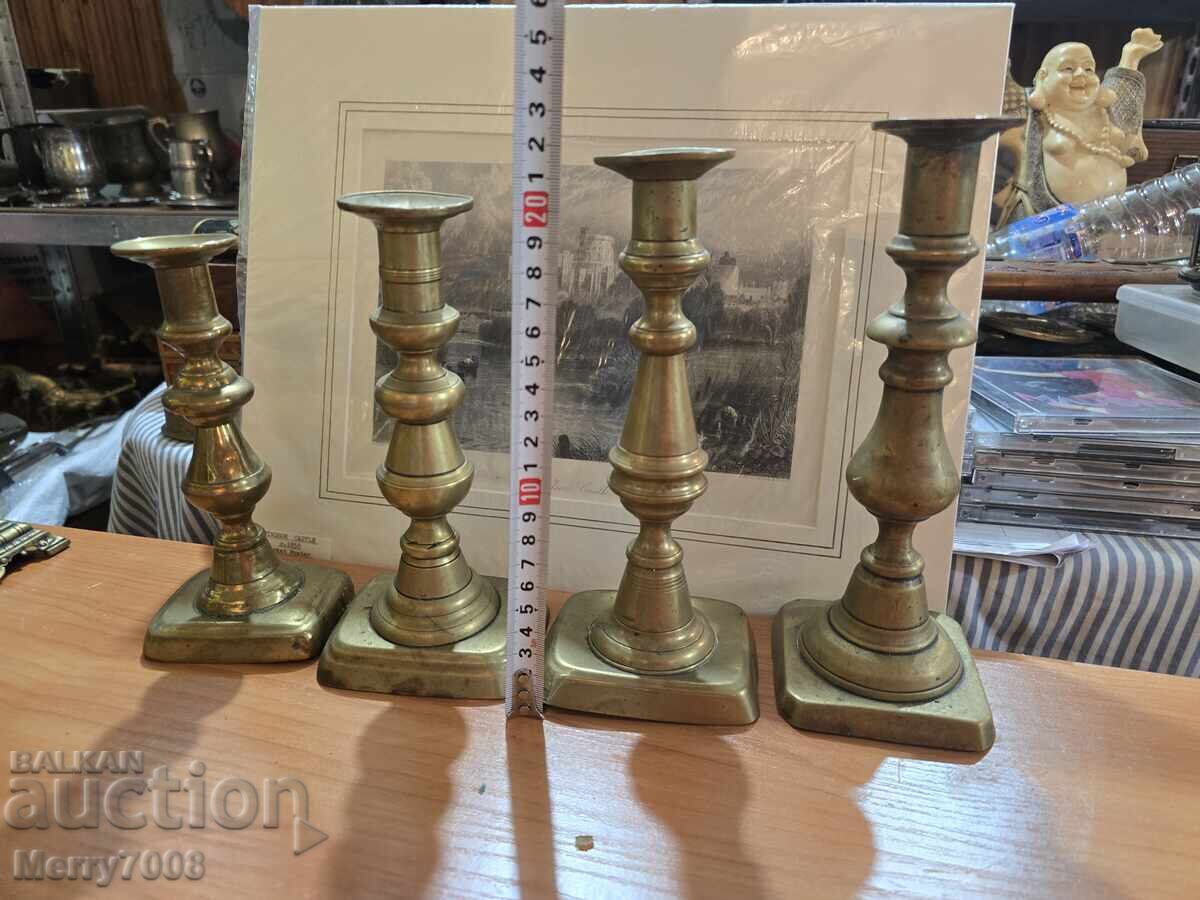Old massive bronze candlesticks - ( 37 ) !!!