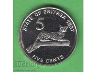 (¯`'•.¸ 5 cenți 1997 ERITREEA aUNC ¸.•'´¯)