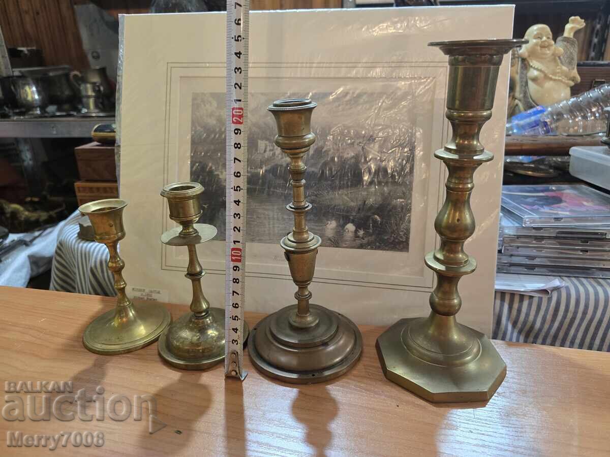Auction  Old massive bronze candlesticks - ( 40 ) !!!