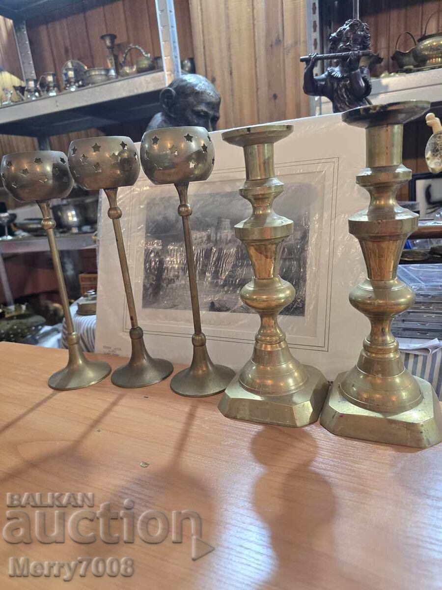 Auction  Old massive bronze candlesticks - ( 42 ) !!!