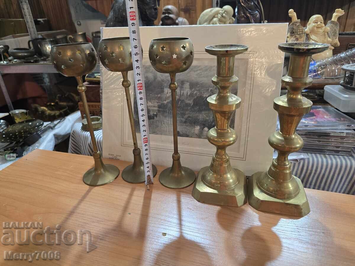 Old massive bronze candlesticks - ( 42 ) !!! - 5