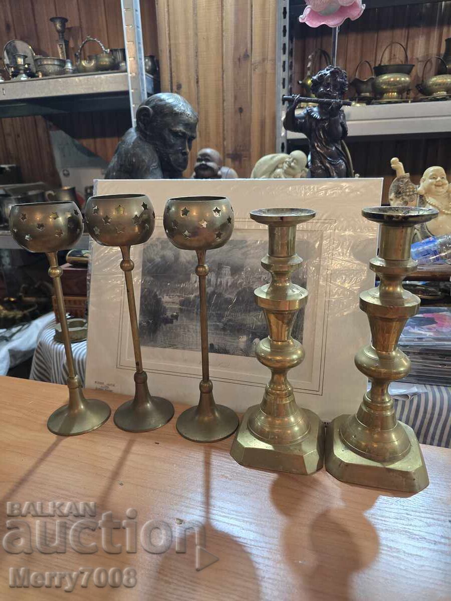 Old massive bronze candlesticks - ( 42 ) !!!