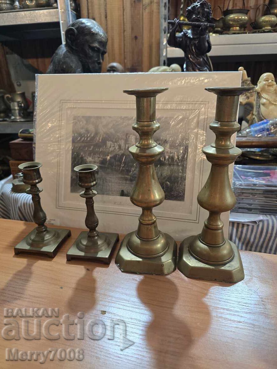 Auction  Old massive bronze candlesticks - ( 43 ) !!!