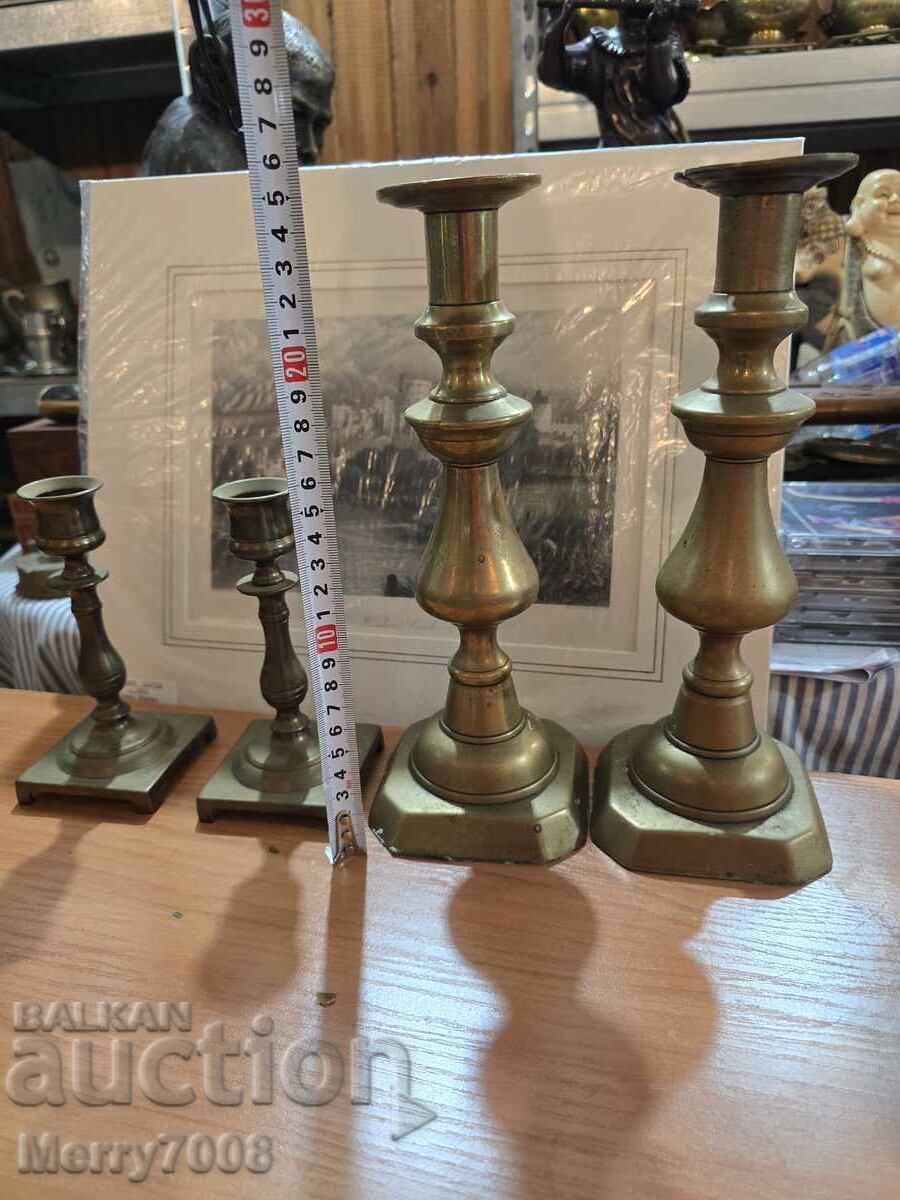 Old massive bronze candlesticks - ( 43 ) !!!