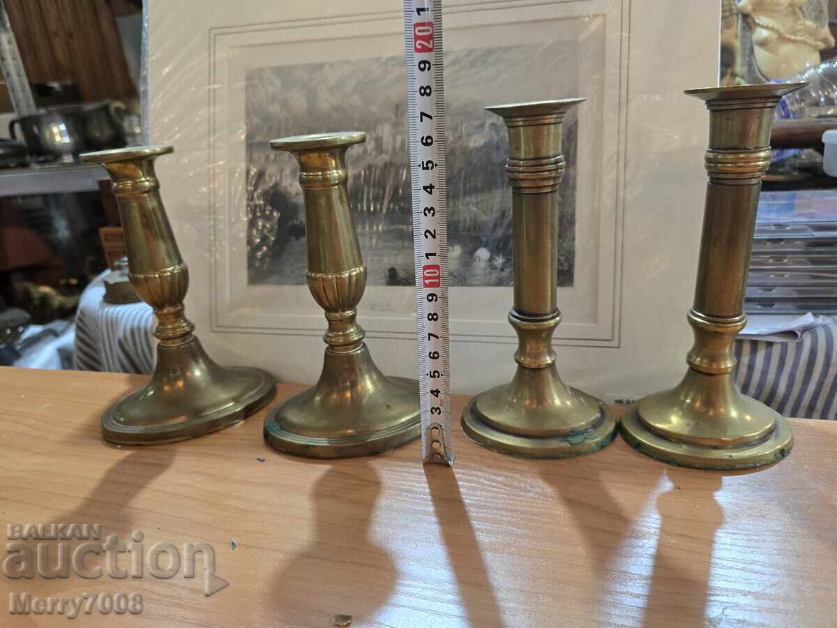 Auction  Old massive bronze candlesticks - ( 46 ) !!!