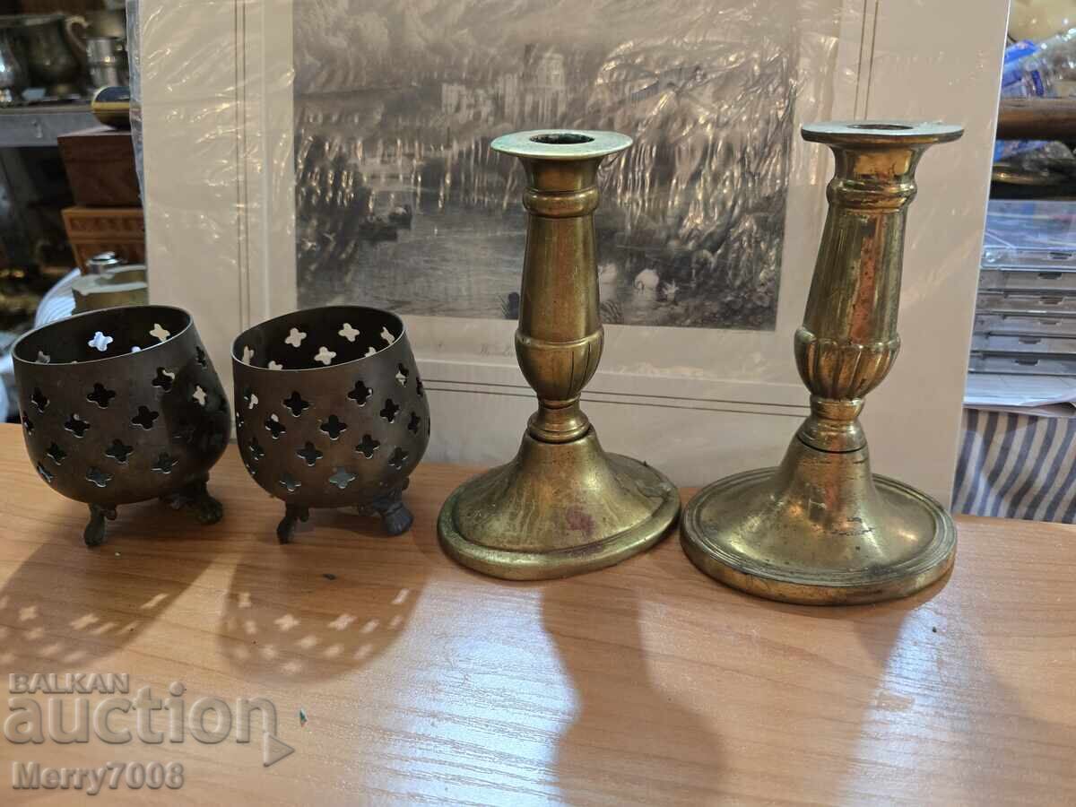 Auction  Old massive bronze candlesticks - ( 47 ) !!!