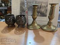 Old massive bronze candlesticks - ( 47 ) !!!