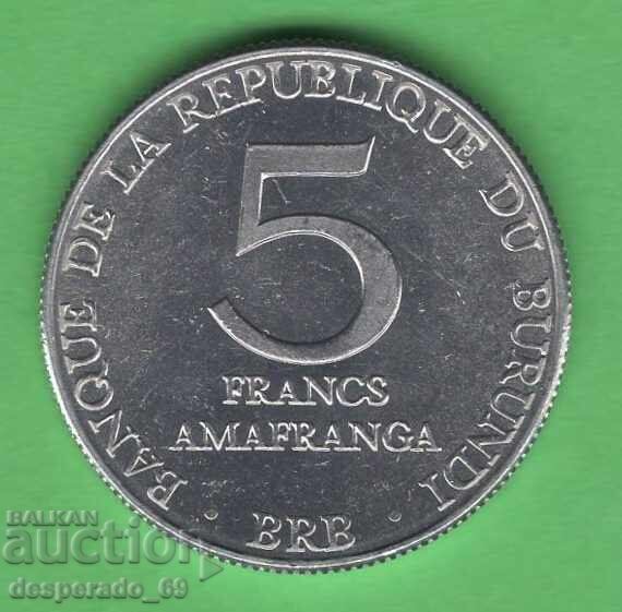 (¯`'•.¸ 5 francs 1980 BURUNDI UNC- ¸.•'´¯)