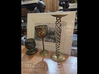 Old massive bronze candlesticks - ( 50 ) !!!