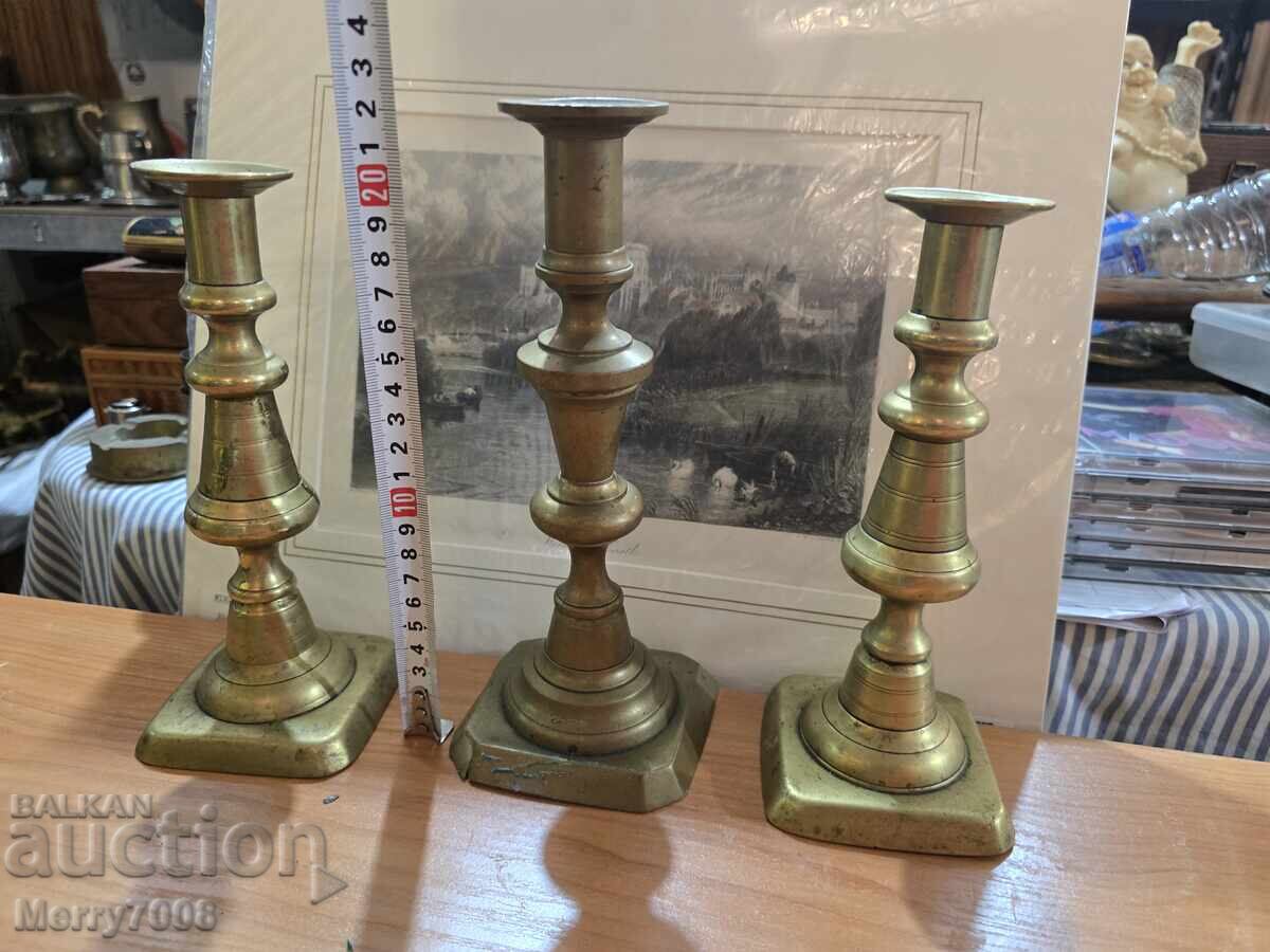 Auction  Old massive bronze candlesticks - ( 52 ) !!!
