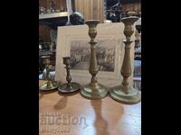 Old massive bronze candlesticks - ( 53 ) !!!