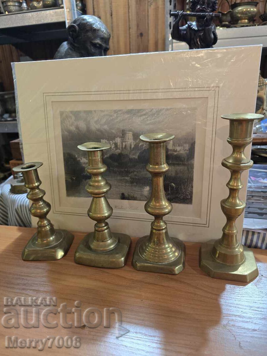 Auction  Old massive bronze candlesticks - ( 64 ) !!!