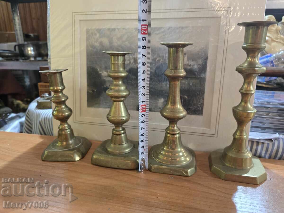 Old massive bronze candlesticks - ( 64 ) !!!