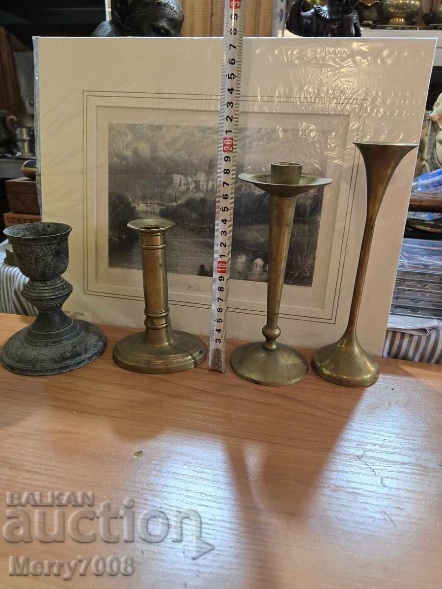 Auction  Old massive bronze candlesticks - ( 67 ) !