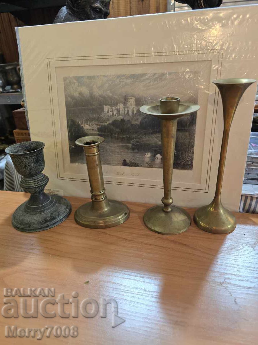 Old massive bronze candlesticks - ( 67 ) !