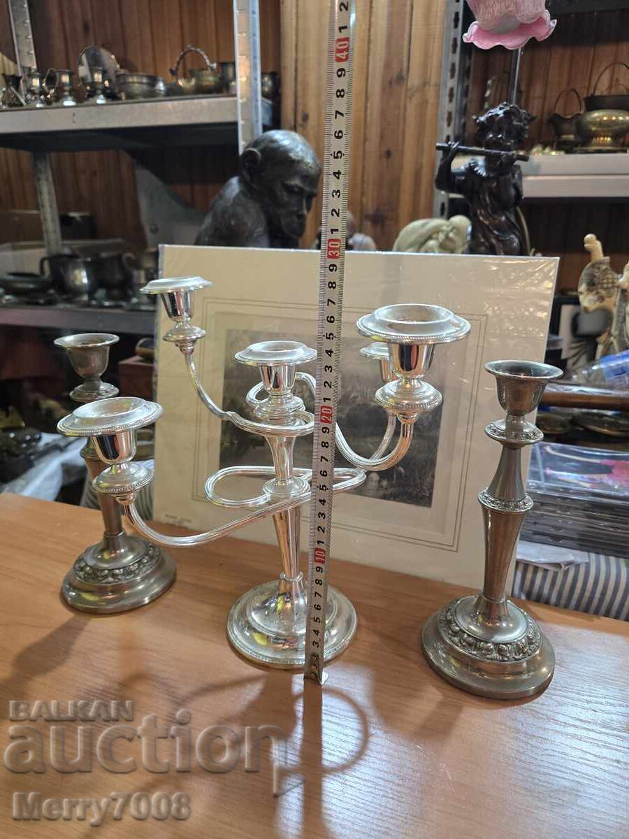 Стари масивни посребрени свещници - ( 70 ) !!! с цена € 76.00 | 148.64 лв.