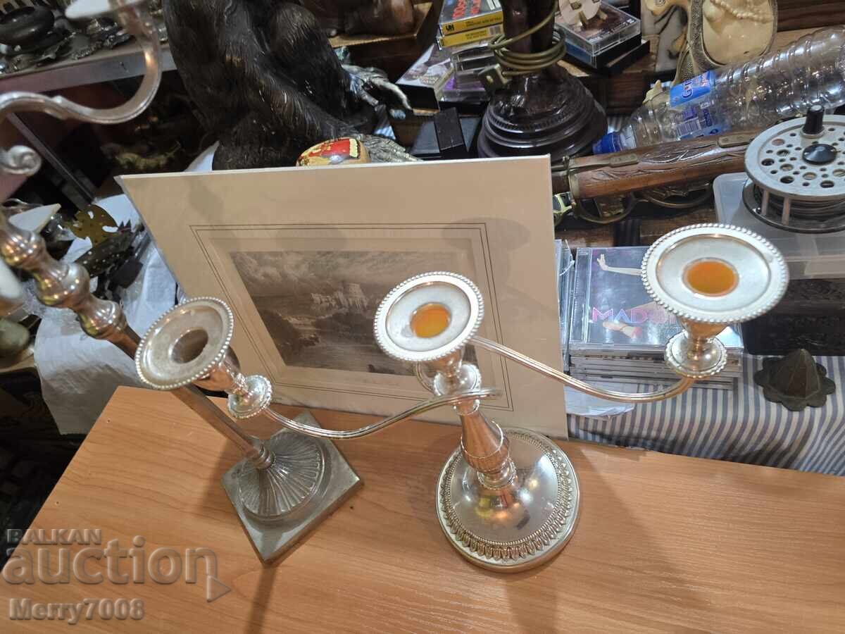 Παράδοση Παλιά μασίφ επαργυρωμένα κηροπήγια - ( 79 ) !!!