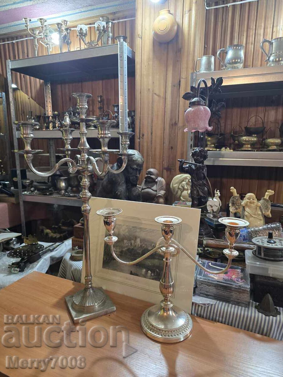 Παλιά μασίφ επαργυρωμένα κηροπήγια - ( 79 ) !!!