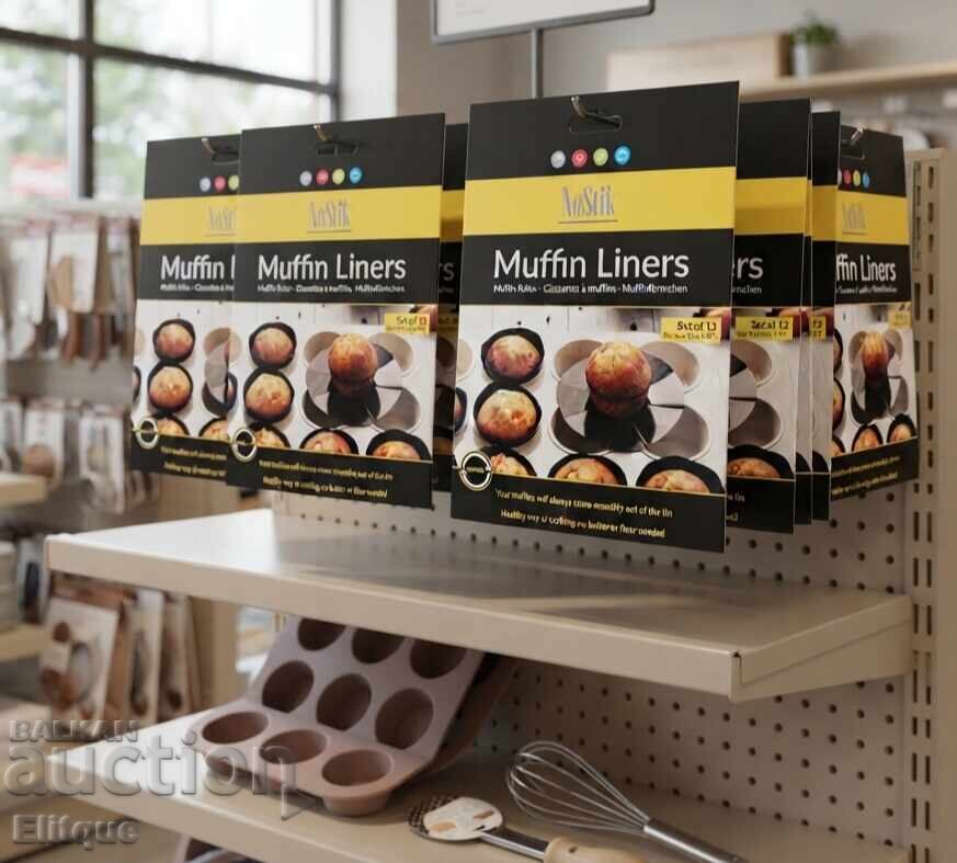 Muffin liners 12 pcs. NoStik, 5cm, up to 260°, black, in blister Muffin liners 12 pcs. NoStik, 5cm, up to 260°, black, in blister