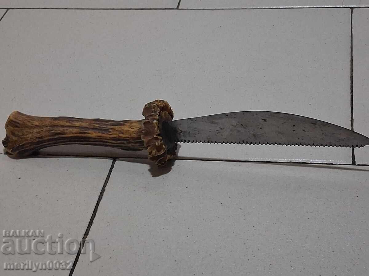 Livrarea Cuțit de vânătoare fără teacă, mâner din corn de căprior