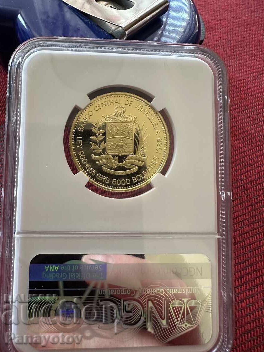 5000 BOLIVARES VENEZUELA GOLD PCGS NGC PF 67 GOLD COIN with price € 1930.00 | 3774.77 BGN 5000 BOLIVARES VENEZUELA GOLD PCGS NGC PF 67 GOLD COIN with price € 1930.00 | 3774.77 BGN