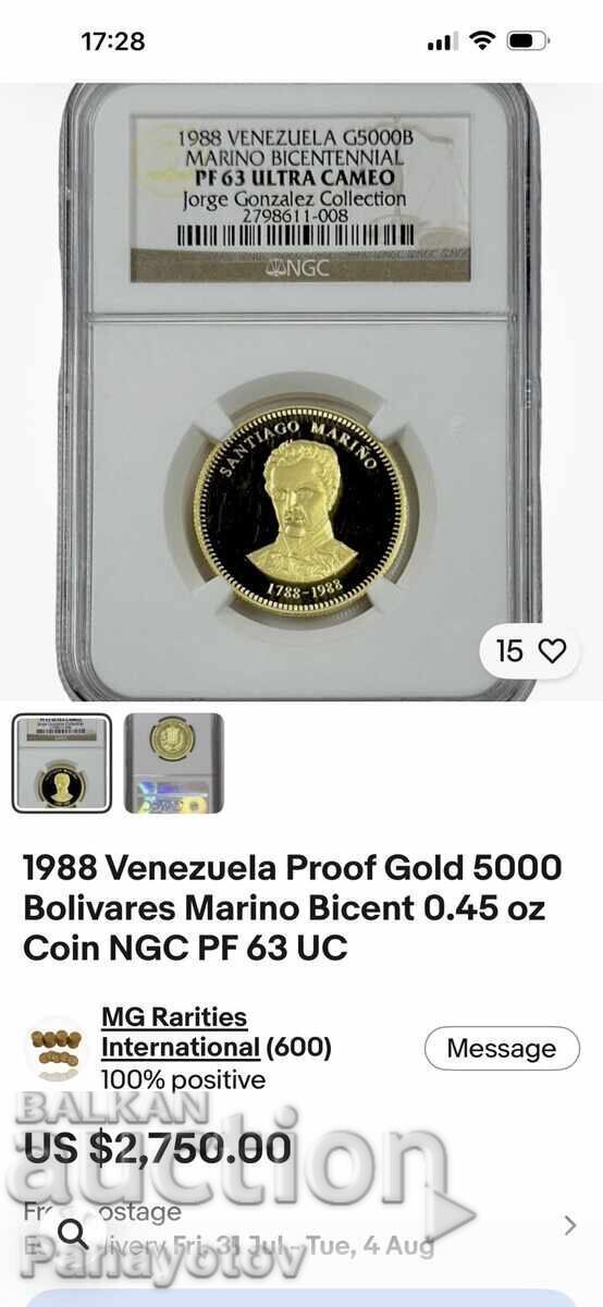 Delivery of 5000 BOLIVARES VENEZUELA GOLD PCGS NGC PF 67 GOLD COIN Delivery of 5000 BOLIVARES VENEZUELA GOLD PCGS NGC PF 67 GOLD COIN